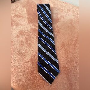 Chaps Black and Blue Diagonal Striped Tie